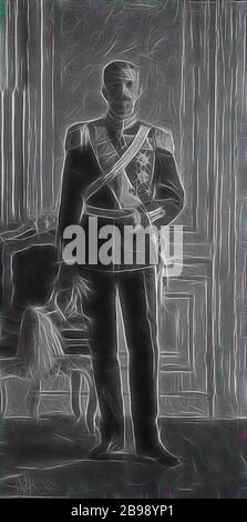 Emil Österman, König Gustav V., Gustav V., 1858-1950, Gemälde, Gustaf V. von Schweden, 1913, Öl auf Leinwand, Höhe, 250.5 cm (98.6 Zoll), Breite, 125 cm, (49.2 Zoll), signiert, Emil Österman 1913, unten links, neu gestaltet von Gibon, Entwurf von warmen fröhlichen Leuchten von Helligkeit und Lichtstrahlen Ausstrahlung. Klassische Kunst neu erfunden mit einem modernen Twist. Fotografie inspiriert von Futurismus, umarmt dynamische Energie der modernen Technologie, Bewegung, Geschwindigkeit und Kultur revolutionieren. Stockfoto