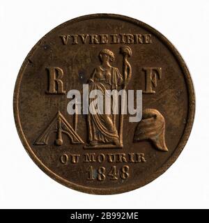 Live frei oder die "republikanische Medaille, 1848 (Dummy-Titel) Médaille 'vivre libre ou mourir', médaille républicaine, 1848. Paris, musée Carnavalet. Stockfoto