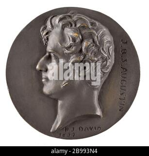 PORTRÄT VON JEAN-BAPTISTE AUGUSTIN JAMES (1759-1832), Miniaturist David d'Angers (1788-1856). Portrait de Jean-Baptiste-Jacques Augustin (1759-1832), miniaturiste français. Bronze, Fonte au sable. Im Jahre 182. Paris, musée Carnavalet. Stockfoto