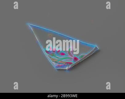 Sauver -Schale mit den Armen der Familie Zurmegede, Scherbe aus Porzellan mit Rand gefalzt, auf der Glasur in blau, rot, rosa, grün, gelb, schwarz und Gold gemalt. Rand Fragment Waffe Porzellan mit Emaille Farben., anonym, China, c. 1755 - c. 1760, Qing-Dynastie (1644-1912) / Qianlong-Periode (1736-1795), Porzellan (Material), Glasur, Gold (Metall), Vitrifikation, H 3 cm × B 4.5 cm × d 0.3 cm, neu gestaltet von Gibon, Design von warmen fröhlich glühen von Helligkeit und Lichtstrahlen Ausstrahlung. Klassische Kunst neu erfunden mit einem modernen Twist. Fotografie inspiriert von Futurismus, umarmt dynamische Energie Stockfoto