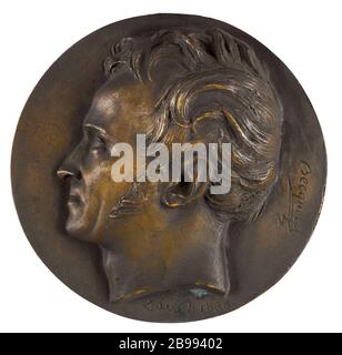 PORTRÄT VON ANTOINE-Cesar Becquerel (888-1878), PHYSIK David d'Angers (1788-1856). Portrait d'Anteine-César Becquerel (1788-1878), physicien français. Bronze, Fonte au sable. Im Jahre 182. Paris, musée Carnavalet. Stockfoto