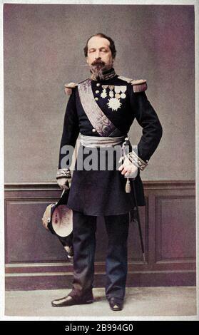Die französische Regierung von Paris (80-89833) ist der französische Kaiser NAPOLEON III. (* um 150-833, Sohn von Louis BONAPARTE und Ortensia Beauharnais ). Porträt von Mayer & Pierson, Paris, DIGITAL KOLORIERT . - REALI - Königtum - nobili - nobiltà - Napoleone III - imperatore - Baffi - Schnurrbart - Ritratto - Baffi - Schnurrbart - Bart - Barba - RISORGIMENTO - Medaillen - medaglie - Militäruniform - divisa unique militare -- Archivio GBB Stockfoto