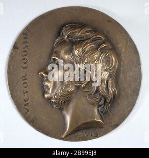 VICTOR COUSIN Pierre-Jean David d'Angers (2,8-1856). "Victor Cousin". Médaillon. Paris, musée Carnavalet. Stockfoto