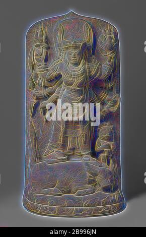 Durga Tötung der Büffel Dämon, Stein Statue der Hindu-Göttin Durga-Wer-tötet die Büffel (Durga Mahishasuramardini), Darstellungen, Göttinnen, Demi-Göttinnen, Heldinnen usw. (Hinduismus, Buddhismus oder Jainismus), Dämonen, nicht-christlichen Religionen, anonym, Oost-Java, c. 1300 - c. 1500, extrusive Rock, H 71.5 cm × B 38 cm × T 34.5 cm, neu gestaltet von Gibon, Design von warmen fröhlich glühen von Helligkeit und Lichtstrahlen Ausstrahlung. Klassische Kunst neu erfunden mit einem modernen Twist. Fotografie inspiriert von Futurismus, umarmt dynamische Energie der modernen Technologie, Bewegung, Geschwindigkeit und Kultur revolutionieren. Stockfoto