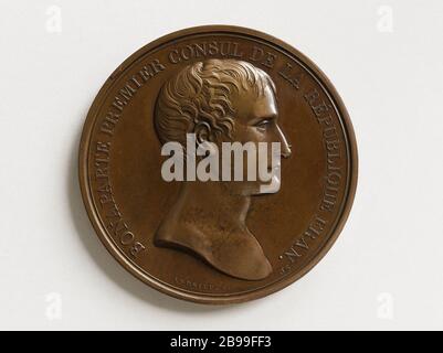 Napoleon Bonaparte erster Consul der französischen Republik, Bertrand Andrieu (1804-1815). Napoléon Bonaparte Premier Consul de la République française, im Jahr 1803. Bronze, 1803. Paris, musée Carnavalet. Stockfoto