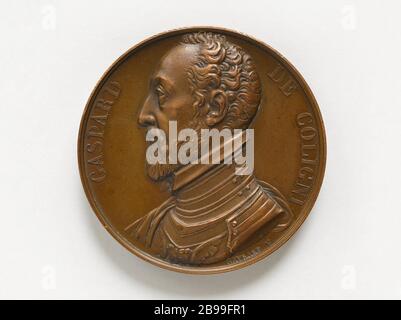 Gaspard de Coligny (1519-1572), Admiral von Frankreich, 1821 Raymond Gayrard (1777-1858). Gaspard de Coligny (1519-1572), amiral de France, 181. Bronze. Paris, Musée Carnavalet. Stockfoto