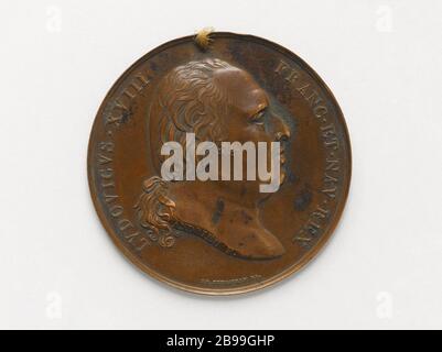 Ludwig XVIII. (1755-1824), König von Frankreich (1814-1824) Bertrand Andrieu (1761-1822). Louis XVIII (1755-188), roi de France. Cuivre repoussé. Paris, musée Carnavalet. Stockfoto