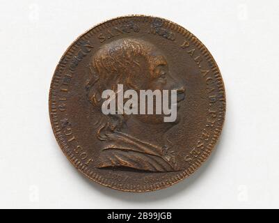 Joseph-Ignace Guillotin (1738-1814), Doktor und französischer politischer Mann, Erfinder der Guillotine, 1807 Jean-Pierre Droz (1746-1823). Joseph Ignace Guillotin (1738-1814), médecin et homme politique français, inventeur de la Guillotine. Bronze, 1807. Paris, musée Carnavalet. Stockfoto