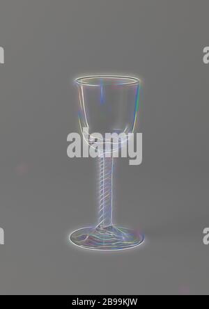 Schlingglas mit leicht ausgestellter Schale, Schlingglas mit konischem Fuß und geradem Stiel. Im Stamm undurchsichtige weiße Spiralen um weiße Netzwerkspirale. Konische Tasse mit abgerundetem Boden., anonym, England, c. 1750 - c. 1775, Glas, Glasbläserei, H 15.3 cm T 7 cm T 5.9 cm, neu gestaltet von Gibon, Design von warmen fröhlich glühen von Helligkeit und Lichtstrahlen Ausstrahlung. Klassische Kunst neu erfunden mit einem modernen Twist. Fotografie inspiriert von Futurismus, umarmt dynamische Energie der modernen Technologie, Bewegung, Geschwindigkeit und Kultur revolutionieren. Stockfoto