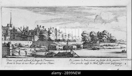 Sehen Sie Arsenal Israël Silvestre (1621-1691) und Israël Heniet (1590-1661). "Vue de l'Arsenal". Eau-forte, 1650-1655. Paris, musée Carnavalet. Stockfoto