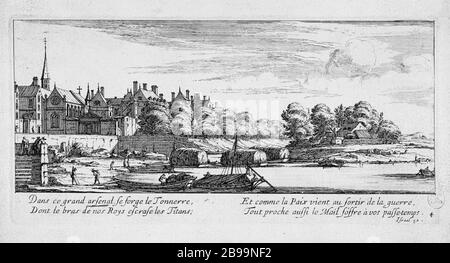 FÜR ARSENAL Israël Silvestre (1621-1691) et Israël Heniet (1590-1661). "Vue de l'Arsenal". Eau-forte, 1650-1655. Paris, musée Carnavalet. Stockfoto