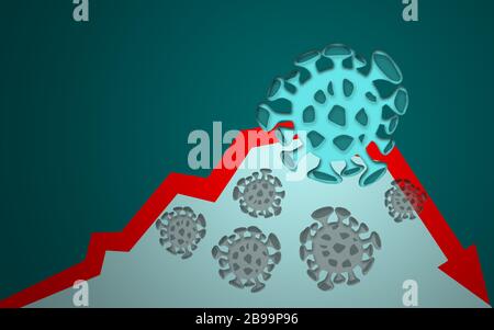 Corona Virus Economic Impact Konzept. 3D-Rendering Stockfoto