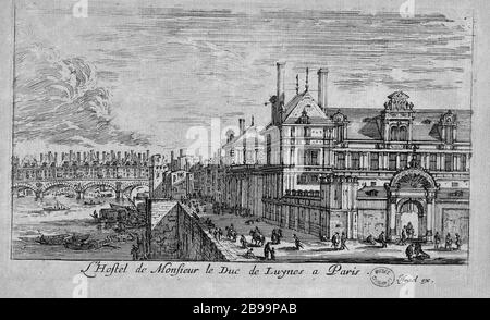 HOTEL VON SIR HERZOG VON LUYNES IN PARIS Israël Silvestre (1621-1691) et Israël Heniet (1590-1661). "L'hôtel de Monsieur le duc de Luynes à Paris." Eau-forte, 1650-1660. Paris, musée Carnavalet. Stockfoto