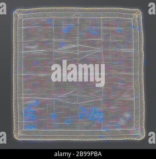 Taschentuch aus Batist mit aufgestickten Initialen ps und openwork Säumen und fertig um mit einem Streifen Klöppelspitze, Taschentuch der naturfarbene Batist mit aufgestickten Initialen ps und openwork Beinabschluss mit Spitze Stickerei: Arbeiten mit herausgezogenen Fäden. Das Taschentuch ist um mit einem Streifen naturfarben Klöppelspitze beendet: Valenciennes Spitze. Die sich wiederholenden Muster besteht aus drei - Teil Blätter und Ärmeln, in Leinen mit durchbrochenem Rand hergestellt. Die Motive durch ein Gitter verbunden sind, ein Quadrat Valenciennes. Der geraden Unterseite der Streifen rund um das Taschentuch ist Fini Stockfoto