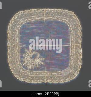 Taschentuch aus Batist mit gestickten Ähren aus Mais in einer Ecke und fertig mit einem maschinellen Rand, Taschentuch aus Batist mit gestickten Ähren aus Mais in einer Ecke und fertig mit einem doppelten Streifen maschineller Spitze: Maschinell hergestellte Valenciennes-Spitze. Quadratisches Modell mit abgerundeten Ecken., anonym, Europa, c. 1875 - c. 1899, Leinen (Material), Batist, Stickereien, H 34.5 cm × B 35 cm B 5 cm, neu gestaltet von Gibon, Design von warmen fröhlichen Leuchten von Helligkeit und Lichtstrahlen Ausstrahlung. Klassische Kunst neu erfunden mit einem modernen Twist. Fotografie inspiriert von Futurismus, umarmt dyn Stockfoto