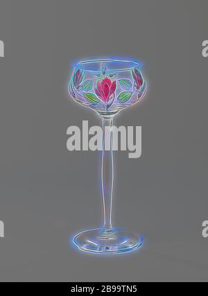 Kelchglas mit drei Cyclamen, flacher Fuß, schlanker, zentraler Quellstamm, schalenförmiger Kelch, auf dem drei rote Cyclamen (c) gemalt sind. Entlang der Kante des Fußes und der Kelch eine vergoldete Zierleiste., Theresienthaler Krystallglasfabrik, Theresienthal, c. 1900 - c. 1910, Glas, vergoldet, H 20.2 cm × T 7.3 cm, neu gestaltet von Gibon, Design von warmen fröhlich glühen von Helligkeit und Lichtstrahlen Ausstrahlung. Klassische Kunst neu erfunden mit einem modernen Twist. Fotografie inspiriert von Futurismus, umarmt dynamische Energie der modernen Technologie, Bewegung, Geschwindigkeit und Kultur revolutionieren. Stockfoto