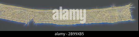 Streifen von klöppelspitze mit drei verschiedenen Motiven, längliche Streifen von natürlichen Farben Klöppelspitze. Das Muster besteht aus drei verschiedenen Motiven mit länglich oval Details. Die Motive sind miteinander durch eine rautenförmige Gitter verbunden, ein lace-up-Gitter. Die Motive sind in Leinen mit durchbrochenem Rand hergestellt. In der Mitte Motiv, ein Doppel-V-förmige Grenze wurde mit Beutel in Form realisiert. Entlang der Unterseite des Streifens ist eine Grenze der verketteten Ventilator Motive. Die Oberseite ist mit einem einfachen geraden dekorative Grenze abgeschlossen. Eine der kurzen Seiten mit einem Saum abgeschlossen ist., Willem Stockfoto