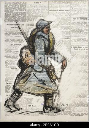 Sem (1865-1934). "Kriegsskizzen Sem (1865-1934). 'Croquis de guerre (1914-1918), 2ème Album'. Tiefdruck. Paris, musée Carnavalet. Stockfoto