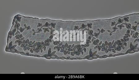 Berthe aus Klöppelspitze mit Girlanden und Schleifen, Berthe aus schwarzer Klöppelspitze: Chantillige Spitze. Es gibt ein Muster von Girlanden und Bögen auf einem groben Netz., anonym, Geraardsbergen (möglicherweise), c. 1820 - c. 1830, Seide, Klöppelspitze, L 200 cm × B 14 cm ×, 14 cm, neu gestaltet von Gibon, Design von warmen fröhlich glühen von Helligkeit und Lichtstrahlen Ausstrahlung. Klassische Kunst neu erfunden mit einem modernen Twist. Fotografie inspiriert von Futurismus, umarmt dynamische Energie der modernen Technologie, Bewegung, Geschwindigkeit und Kultur revolutionieren. Stockfoto