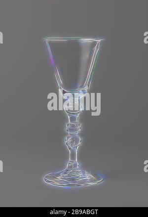 Kelchglas mit trichterförmigem Kelch, Kelchglas auf konischem Boden. Balustroid Kofferraum mit eingefügten Luftblasen. Trichterförmiger Kelch, unten abgerundet., anonym, England, c. 1750 - c. 1775, Glas, Glasbläserei, H 22.1 cm × d 9 cm, neu gestaltet von Gibon, Design von warmen fröhlich glühen von Helligkeit und Lichtstrahlen Ausstrahlung. Klassische Kunst neu erfunden mit einem modernen Twist. Fotografie inspiriert von Futurismus, umarmt dynamische Energie der modernen Technologie, Bewegung, Geschwindigkeit und Kultur revolutionieren. Stockfoto