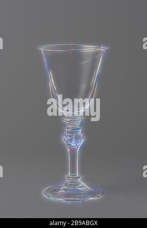 Kelchglas mit trichterförmigem Kelch, Kelchglas auf konischem Boden. Balustroid Kofferraum mit eingefügten Luftblasen. Trichterförmiger Kelch, unten abgerundet., anonym, England, c. 1750 - c. 1775, Glas, Glasbläserei, H 23.5 cm T 8.9 cm T 10 cm, neu gestaltet von Gibon, Design von warmen fröhlich glühen von Helligkeit und Lichtstrahlen Ausstrahlung. Klassische Kunst neu erfunden mit einem modernen Twist. Fotografie inspiriert von Futurismus, umarmt dynamische Energie der modernen Technologie, Bewegung, Geschwindigkeit und Kultur revolutionieren. Stockfoto