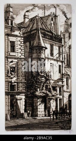 TURM DER STRASSE Tixeranderie Charles Meryon (1821-1868). "Tourelle de la rue de Tixeranderie". Eau-forte, 1852. Paris, musée Carnavalet. Stockfoto