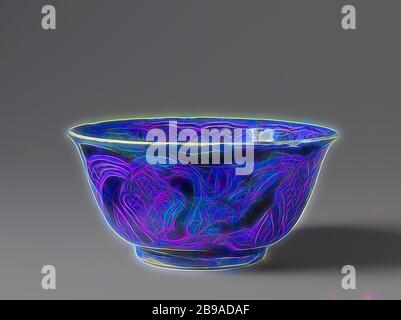 Schale mit einem Medaillon und floralen Motiven, Schale aus Quarz fritware mit einem Medaillon in sechs Fächer unterteilt und florale Motive in braunem Glanz auf blauem Hintergrund mit transparenter Glasur bedeckt dekoriert., anonym, Iran, c. 1600 - c. 1699, Steingut, Glasur, Glanz (Textil), Vitrifikation, H 7.5 cm T 15.6 cm, neu gestaltet von Gibon, Design von warmen fröhlich glühen von Helligkeit und Lichtstrahlen Ausstrahlung. Klassische Kunst neu erfunden mit einem modernen Twist. Fotografie inspiriert von Futurismus, umarmt dynamische Energie der modernen Technologie, Bewegung, Geschwindigkeit und Kultur revolutionieren. Stockfoto