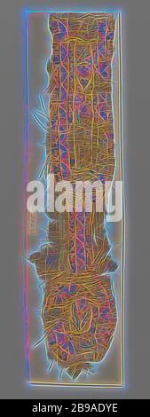 Stofffragment mit Clavus und Sigillum, naturfarbenes Leinenfragment mit aufgenähtem Clavus und Sigillum, verziert mit Blumen- und Blattmotiven und umgeben von einem Rand mit geometrischem Dekor in Grün, Rot, Hell- und Dunkelblau und Gelb., Anonymous, Egypte, c. 500 - c. 699, ketting en drager, Inschlag, Wandteppich, H 9.2 cm × B 39 cm, neu gestaltet von Gibon, Design von warmen fröhlichen Leuchten von Helligkeit und Lichtstrahlen Ausstrahlung. Klassische Kunst neu erfunden mit einem modernen Twist. Fotografie inspiriert von Futurismus, umarmt dynamische Energie der modernen Technologie, Bewegung, Geschwindigkeit und CUL revolutionieren Stockfoto