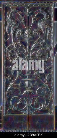 Platte aus Walnuss, Platte aus Walnuss (aus einem Schrank?) In Form eines stehenden Rechtecks. Das geerdete Feld ist auf drei Seiten von einem mit Flechtscheibe geschmückten profilierten Rand umschlossen und zeigt im Relief einen Leuchter-Schmuck mit symmetrischen Blattstöcken, auf denen im oberen Teil zwei hingebungsvolle Vögel., anonym, Frankreich, c. 1500 - c. 1550, Holz (Pflanzenmaterial), Nussbaum (Hartholz), H 119 cm × B 48 cm × T 3 cm, neu gestaltet von Gibon, Design von warmen fröhlich glühen von Helligkeit und Lichtstrahlen Ausstrahlung. Klassische Kunst neu erfunden mit einem modernen Twist. Fotografie inspiriert von Futurismus, umarmt dynamische Energ Stockfoto