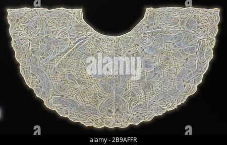 Canon Kragen aus Klöppelspitze mit symmetrischen Muster, Canon Kragen aus natürlichen - farbige Brabanter Klöppelspitze. Symmetrische Muster mit Palmetten, Voluten und floralen Motiven mit erhabenen Konturen. Die Motive sind in net Schlaganfall Schlaganfall und Bettwäsche mit relief Konturen. Sie werden durch die verschiedenen dekorativen Gründen verbunden. Die Muschel Rand um den Kragen ergibt sich aus dem Muster. Die Kante, um den Hals schließt nicht Scalloped aber glatt. Das 18. Jahrhundert Kragen gehörte Monsignore Simon, Kaplan des Marie-Henriette, Gemahlin von König Leopold II. von Belgien im 19. Jahrhundert, anonym, Eu Stockfoto