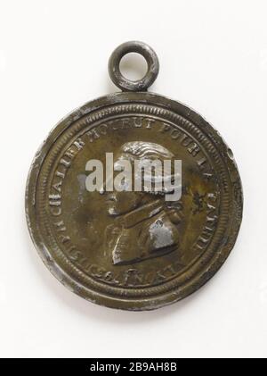 Marie-Joseph Chalier (1747-1793), Mitglied der Stadtgemeinde Lyon und Jean-Paul Marat (1743-1793), Mitglied des Konvents, Marie-Joseph Chalier (1747-1793), membre de la munizipale de Lyon, et Jean-Paul Marat (1743-173-1793), député à la Convention, 173-173. Etain. Paris, Musée Carnavalet. Paris, musée Carnavalet. Stockfoto