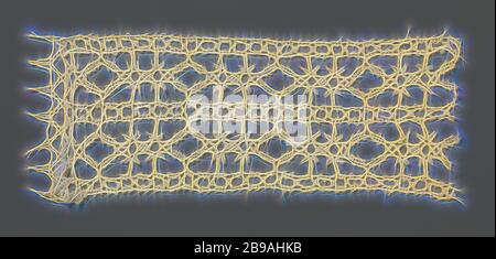 Streifen des Schiebers Spitze mit einem reticella Muster von Diamanten und Sterne, natürliche Schieber von LACE-Streifen. Das Muster ist auf reticella und besteht aus zwei Streifen mit Zöpfen, die Diamanten bilden und sind durch zwei Sterne, auch mit Zöpfen, abgewechselt. Ein schmaler Weg mit x-förmigen Zöpfe läuft am unteren und oberen Rand des Strip und entlang der Mittellinie des Streifens, zwischen den beiden Streifen mit Diamanten. Der Ober- und Unterseite des Streifens sind gerade beendet und beide haben picots. Eine kurze Seite ist abgeschnitten und die andere ist mit einem Zickzack-muster Grenze fertig und langen spitzen Muscheln., anonym, Ita Stockfoto