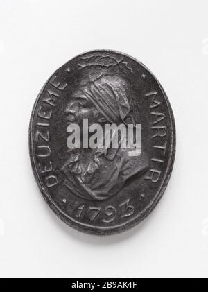 Jean-Paul Marat (1743-173), Mitglied des Konvents (1792-173), im Jahre 173-173, im Jahre 1733-173, im Jahre 1742-173. Jean-Paul Marat (1743-173), député à la Convention (1792-173), 1793. Etain. Paris, musée Carnavalet. Stockfoto