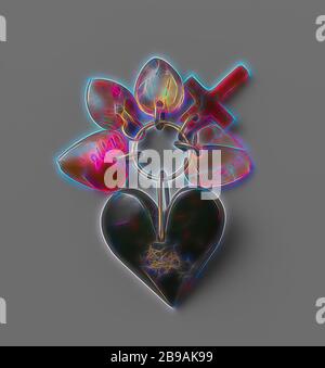 Anhänger bestehend aus fünf Herzen und einem Achatkreuz, Halskette mit Anhänger. Der Anhänger besteht aus einem Ring mit 5 Herzen aus Achat und einem Achatkreuz. Die Kette fehlt., anonym, c. 1600 - c. 1962, Achat (Chalcedon), H 5.4 cm × B 3.5 cm × T 0.8 cm, neu gestaltet von Gibon, Design von warmen fröhlich glühen von Helligkeit und Lichtstrahlen Ausstrahlung. Klassische Kunst neu erfunden mit einem modernen Twist. Fotografie inspiriert von Futurismus, umarmt dynamische Energie der modernen Technologie, Bewegung, Geschwindigkeit und Kultur revolutionieren. Stockfoto