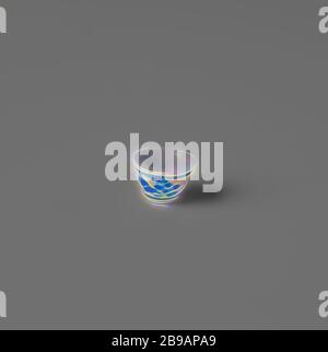 Schale, weiß, blau lackiert, Schale aus Milchglas mit blauer Emailfarbe bemalt. Imitation chinesisch blau Porzellan., anonym, Haarlem (möglicherweise), c. 1675 - c. 1699, Glas, H 0.8 cm × d 1.2 cm, neu gestaltet von Gibon, Design von warmen fröhlich glühen von Helligkeit und Lichtstrahlen Ausstrahlung. Klassische Kunst neu erfunden mit einem modernen Twist. Fotografie inspiriert von Futurismus, umarmt dynamische Energie der modernen Technologie, Bewegung, Geschwindigkeit und Kultur revolutionieren. Stockfoto