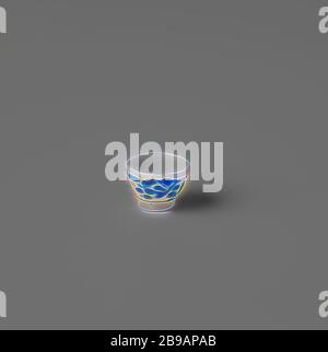 Schale, weiß, blau lackiert, Schale aus Milchglas mit blauer Emailfarbe bemalt. Imitation chinesisch blau Porzellan., anonym, Haarlem (möglicherweise), c. 1675 - c. 1699, Glas, H 0.8 cm × d 1.2 cm, neu gestaltet von Gibon, Design von warmen fröhlich glühen von Helligkeit und Lichtstrahlen Ausstrahlung. Klassische Kunst neu erfunden mit einem modernen Twist. Fotografie inspiriert von Futurismus, umarmt dynamische Energie der modernen Technologie, Bewegung, Geschwindigkeit und Kultur revolutionieren. Stockfoto