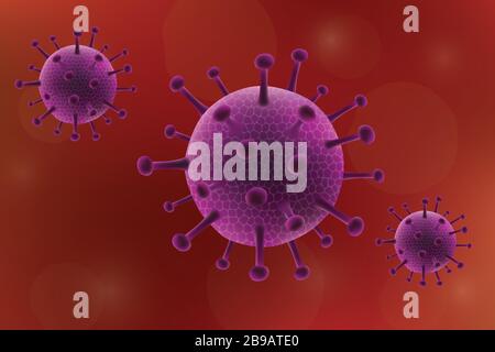 3D realistisches Coronavirus. Virus-Hintergrund Stock Vektor