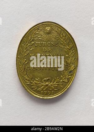 LEBE FREI ODER STERBE, 1791 ANONYME. "Vivre libre ou mourir, 1791". Bronze-Doré, 1791. Paris, musée Carnavalet. Stockfoto