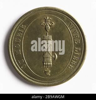 Live Free or die, 17992 (Dummy Title) vivre libre ou mourir. Cuivre doré, 17992. Paris, musée Carnavalet. Stockfoto