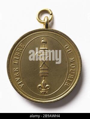 Live Free or die, 17992 (Dummy Title) vivre libre ou mourir. Cuivre doré, 17992. Paris, musée Carnavalet. Stockfoto