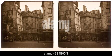 SAINT-JACQUES, DIE STRASSE ANGLE GALANDE, 5. BEZIRK Rue Saint-Jacques, à l'Angle de la rue Galande, Paris (Vème arr.). 1926-1936. Photographie anonyme. Paris, musée Carnavalet. Stockfoto