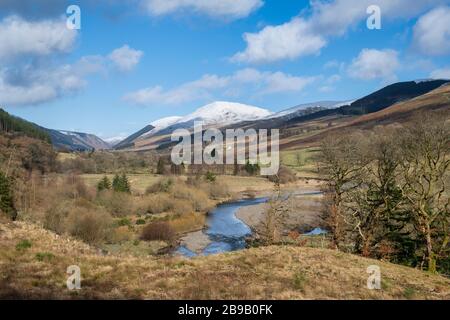 Moffat Dale im späten Winter, Dumfries & Galloway, Schottland Stockfoto