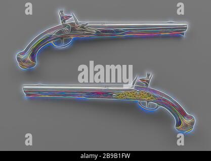 Feuerstein Gewehr, Teil eines Paares zu sein. Die Sperre schmucklos ist außer für eine Signatur, die Innenseite der Sicherungsplatte ist in unter einem Herzen gekennzeichnet. Das Fass hat zwei Bands mit Ringen und hier und da mit lofwerk, hintere Sonnenblende in einem akanthus Blatt in der Entlastung auf dem Schwanz des Zylinders eingraviert, eine silberne Maske in der Entlastung als Visor Korn, gestempelt auf der Unterseite mit dem Wappen von Amsterdam und ein gekröntes Herz. Der Kolben wird einfach mit, unter anderem, Lob. Die vergoldet, Messing mit geprägten Verzierungen, abgesehen von den zwei achteckigen laden Stange Rohre, bestehen aus einem Trigger guard mit d Stockfoto