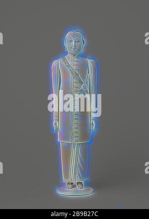 Elfenbein Abbildung vermutlich als Vertreter der Maha mudaliyar, Leiter der Porta in Sri Lanka, die Maha mudaliyar bildeten die Verbindung zwischen der niederländischen Regierung und der lokalen Bevölkerung und spielte eine wichtige Rolle in den Kontakten mit der Hof von Kandy, einschließlich als Dolmetscher. Es kann ein Porträt von Nicolas Dias Abayasinha Amarasekera sein. Er wurde von Gouverneur De Graaff ab 8. März 1785 bis zu seinem Tod im Jahre 1794. Der Mann trägt einen tuppottiya (langes Tuch eingewickelt mehrmals um die Hüfte und Beine) und darüber einen langen Europäischen Mantel mit über die gesamte Länge der vorderen eine Reihe von Schaltflächen. Über Stockfoto