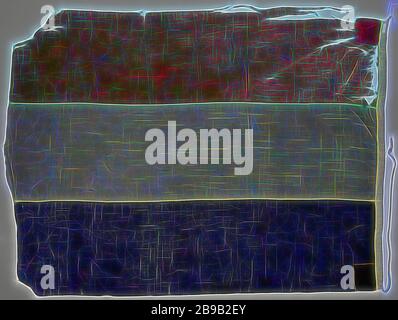 Schiffsfahne, dreispurig rot-weiß-blau. Beschriftung: NL VL 3 KL., anonym, Niederlande, 1800 - 1890, Wolle, h 145 cm × w 189 cm, von Gibon neu vorgestellt, Design von warmem, fröhlichem Leuchten von Helligkeit und Lichtstrahlen. Klassische Kunst mit moderner Note neu erfunden. Fotografie, inspiriert vom Futurismus, die dynamische Energie moderner Technologie, Bewegung, Geschwindigkeit und Kultur revolutionieren. Stockfoto