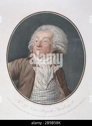 HONORE GABRIEL VICTOR Riqueti Mirabeau Angélique Briceau (XVIIIème siècle). Honoré Gabriel Victor Riquetti Mirabeau (1749-1791), homme politique français. Aquatinte couleur, 1791. Paris, musée Carnavalet. Stockfoto