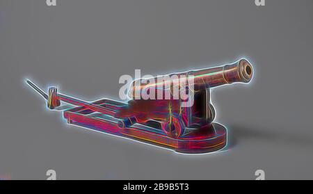 Modell eines 24-Pounder Gun auf einem Schlitten, Modell eines 24-Pfund Kanone an der Küste. Die 57 cm langen Lauf hat ein Kaliber von 33 mm. Die inschriften sind auf dem Zylinder graviert, zusammen mit gekreuzten Anker und Palmen. Das Pferd besteht aus zwei parallelen Backen mit vier Schritte und eine elliptische Ausschnitt unten durch das Kalb und der Bügelsohle verbunden. Die vordere Asche auf die Wangen mit Klammern befestigt. Die hölzernen Räder bestehen aus zwei Scheiben. Am Heck setzt das Modell verfügt nicht über eine normale Achskörper mit Rädern: Die Wangen haben eine Aussparung für eine Achse mit Hebeln und einem Cam unter der alleinigen Stockfoto