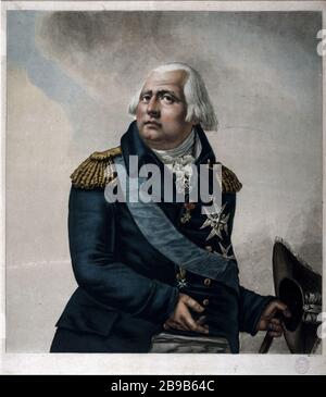 Ludwig XVIII., KÖNIG VON FRANKREICH UND NAVARRA Pierre-Michel Alix (1762-1817). "Louis XVIII, roi de France et de Navarra". Tiefdruck. Paris, musée Carnavalet. Stockfoto