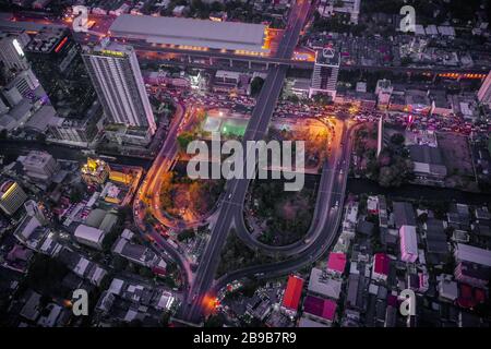 Bangkok Luftbild, über dem Bezirk Ekkamai in Thailand Stockfoto