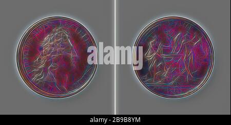 Frieden von St.Germain und Laye zwischen Frankreich und Brandenburg und Frieden von Fontainebleau zwischen Frankreich und Dänemark, Bronzemedaille. Vorderseite: Die Büste des Menschen im Inneren. Reverse: Geflügelte Siegesgel-Waffen und Friedenslichtwaffen, neben dem im Umfang befindlichen Altar stehend, abgeschnitten: Beschriftung., Saint-Germain-en-Laye, Région Parisienne, Fontainebleau, Louis XVI (König von Frankreich), Jean Mauger, Paris, 1699 - 1703, Bronze (Metall), markant (Metallverarbeitung), d 4,1 cm × w 33,23 gr, von Gibon neu erdacht, Design von warmem fröhlichem Leuchten von Helligkeit und Lichtstrahlen. Klassische Kunst mit moderner Technik neu erfunden Stockfoto